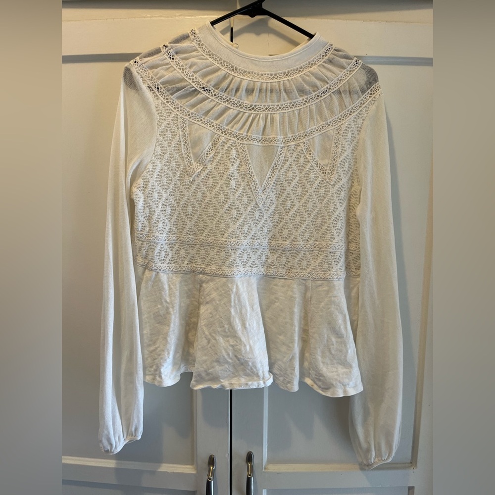 Free People long sleeved mostly sheer blouse